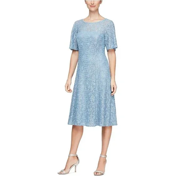 SL Fashions Plus Size Embroidered Lace Dress - Brush Peri - Size 24W SL Fashions Plus Size Embroidered Lace Dress - Brush Peri - Size 24W